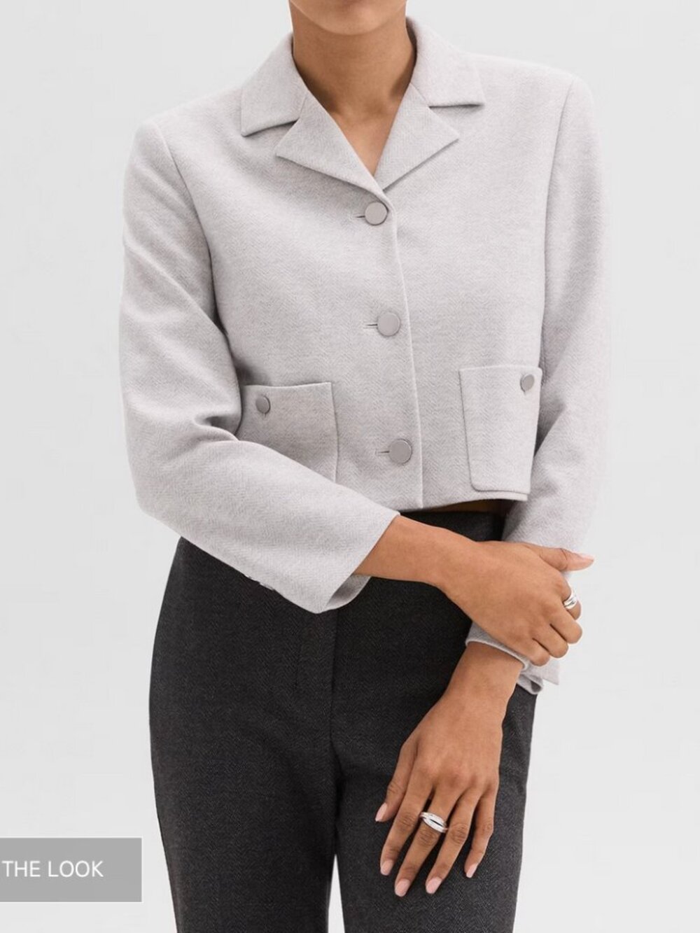 Theory Boxy Patch Pocket Blazer in Herringbone Knit